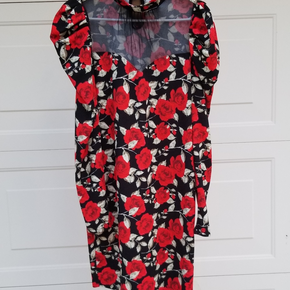 Rose print dress